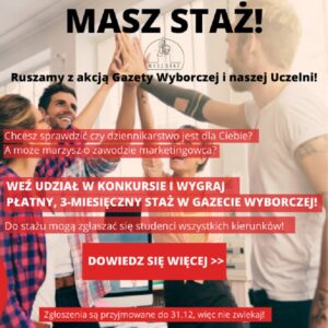 Zdjęcie nagłówkowe otwierające podstronę: „Masz staż” w Wyborcza.pl – ogłaszamy konkurs dla studentów